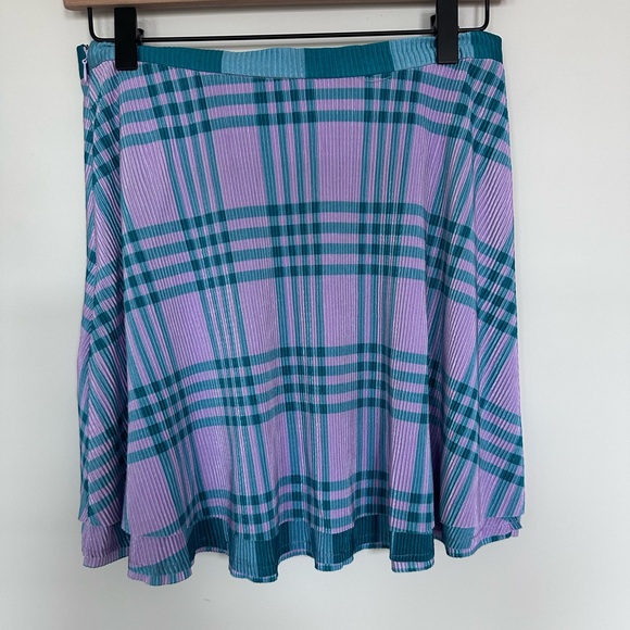 Urban Outfitters Plaid and Ribbed Swingy Women's Skirt in Purple and Teal - Picture 3 of 6